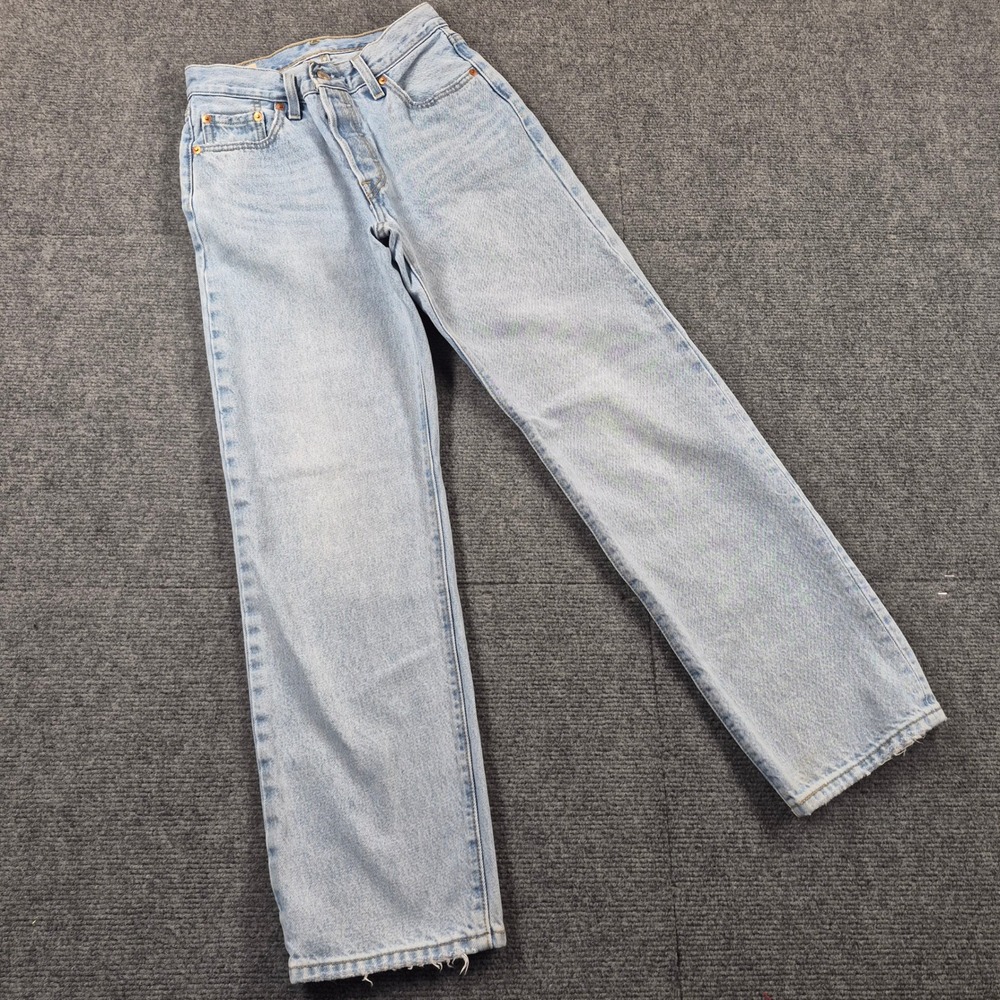 Levis Premium 501 90s Jeans Light Wash Straight Leg Denim High Rise Blue